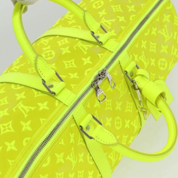 LOUIS VUITTON Monogram Mesh Keepall Bandouliere 50 Bag Yellow - Picture 11 of 15